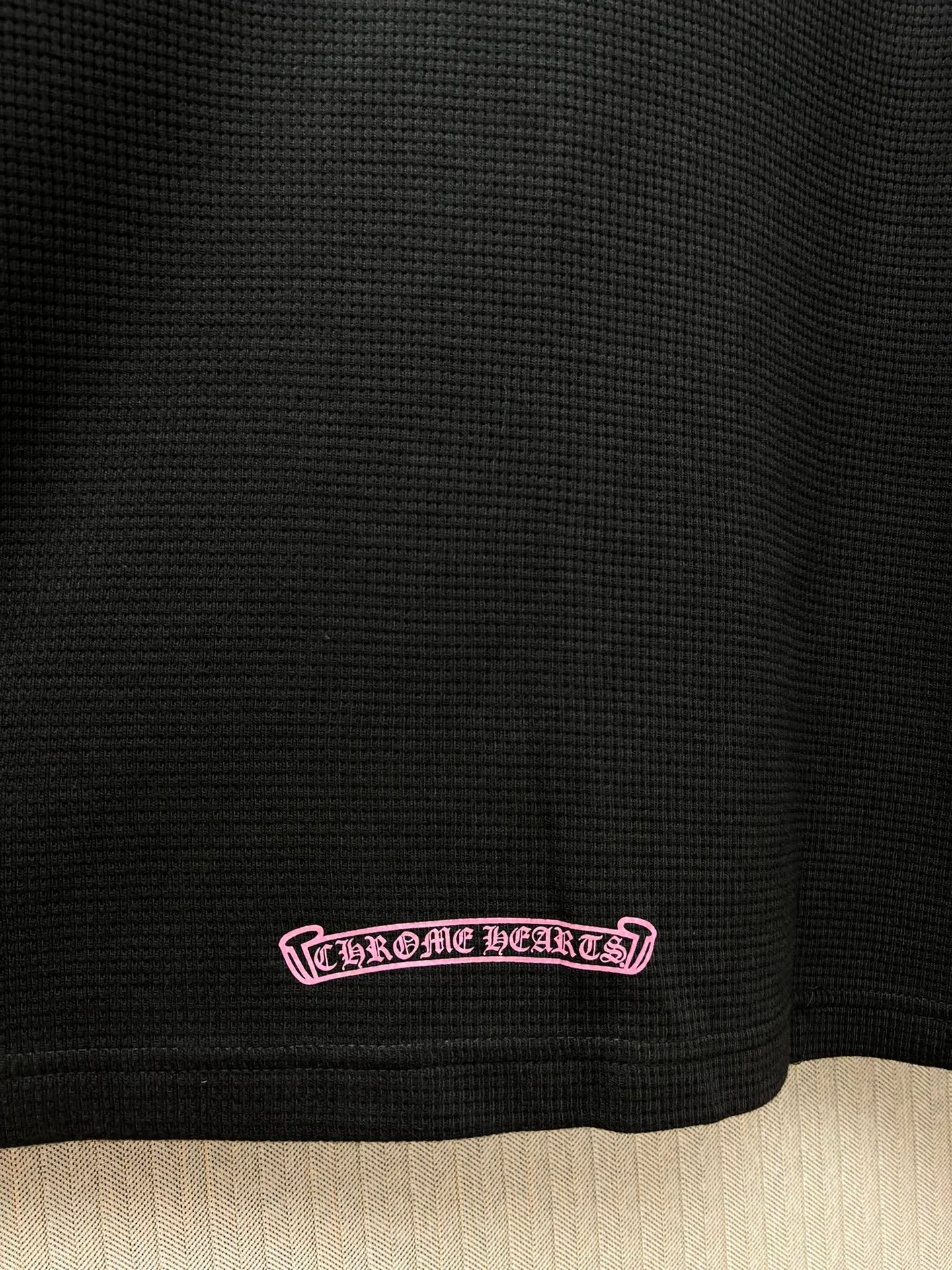 🅿️380 Croxin 25SS limited black pink waffle. The fabric is made of 280g cotton waffle double-layer material. The printing is made of high-temperature heat transfer for garments. The embroidery is made of imported Tajima embroidery. Size S.M.L